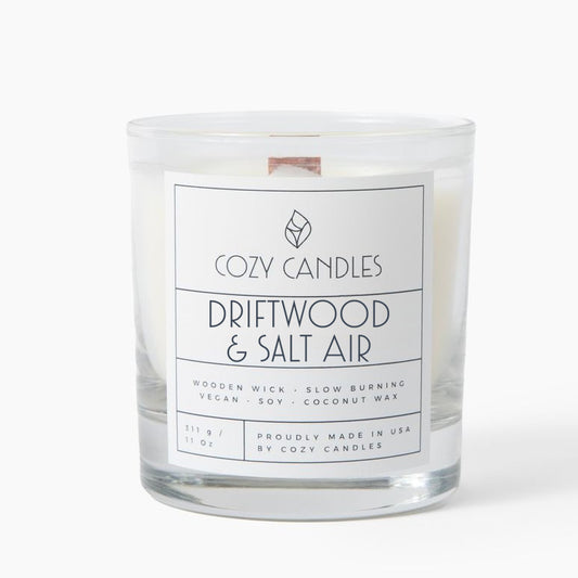 Driftwood & Salt Air Wood Wick Candle - 11oz