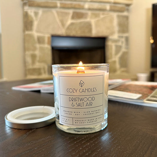 Driftwood & Salt Air Wood Wick Candle - 11oz
