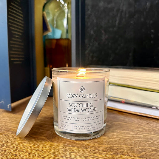 Soothing Sandalwood Wood Wick Candle - 11oz