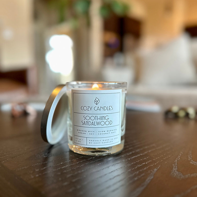 Soothing Sandalwood Wood Wick Candle - 11oz